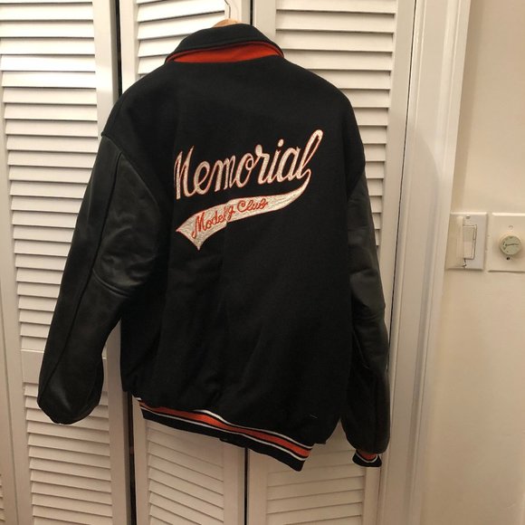 Hewitt vintage men varsity black leather and fabric jacket, XL - Picture 2 of 14